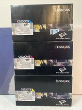 3pk Genuine LEXMARK C5220YS C5220MS C5220CS TONER C522 C524 C530 C534 Sealed Box picture