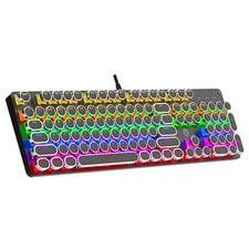 Retro Mechanical Gaming Keyboard, RGB Backlit, 104 Keys, Round Keycaps, Wired picture