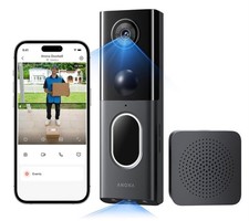 3K Dual Cam Video Doorbell Camera Wireless No Subscription with Chime 5MP + 2MP picture