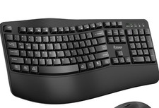 RECCAZR EK30 Wireless Ergonomic Black Keyboard w/ Number Pad QWERTY Windows Mac picture