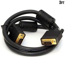 3FT VGA SVGA Male to Male PC Laptop Monitor Video Cable Gold Ferrite Cores picture