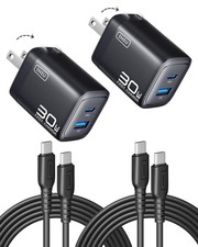 INIU Mini USB C Charger, 30W GaN Fast Charging ETL 2 Packs + 2 Cables, Black picture
