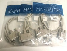 Manhattan Null Modem Data Cable 6' Ft Molded DB9 Fem / DB25 Male (Lot of 3) picture