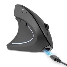Perixx PERIMICE-713LR Cordless Rechargeable Vertical Mouse Duo Wired & Wireless picture