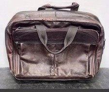 SOLO NY Walker Brown Leather Rolling Briefcase Laptop Bag Luggage Travel School picture