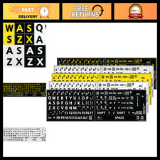 Large Print Keyboard Stickers - 5 Color Set, Black Yellow White Gray - Easy Appl picture