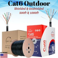 Cat6 Outdoor Ethernet Bulk Cable 500ft 1000ft 23AWG UTP FTP Direct Burial Solid picture