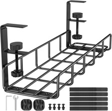 Under Desk Cable Management Tray, 31.5'' No Drill Steel Cable Tray Organizers, W picture