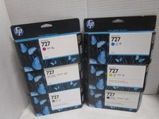 6-HP 727 Ink B3P19A 2B3P20A B3P21A DESIGNJET PRINTER GENUINE NEW SEALED OUTDATED picture