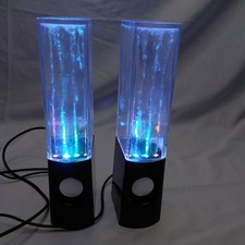 LED Dancing Water Speakers Light Show Music Reactive USB AUX Tested Working Pair picture
