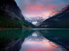 Landscape lake mountains louise banff national park Custom Gaming Mat Desk picture