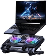 Dual Core Laptop Cooling Pad - 5.5in Turbofan, RGB, 5 Height Stands, Fast Coolin picture