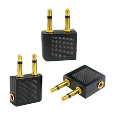 BlingKingdom 3 PCS Airplane Flight Headphone Adapter, Dual 3.5mm Male to 3.5mm F picture