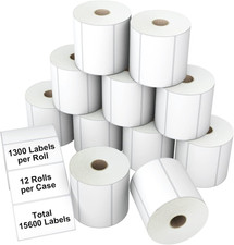 2x1 Direct Thermal Labels 12 Rolls (15,600) Waterproof Barcode Sticker 1
