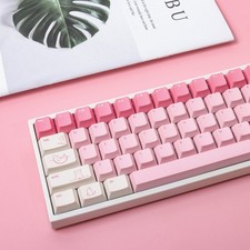 Minimalist Small Legends White Pink Cute Kawai Cat Cherry Profile Keycap Set picture