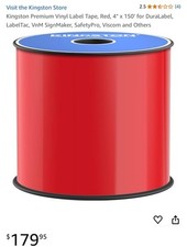 Kingston Premium Vinyl Label Tape, Red, 4