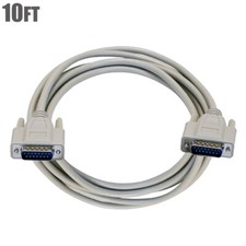 10FT DB15 D-SUB 15-Pin Male to Male Cable Cord Molded Straight Beige picture