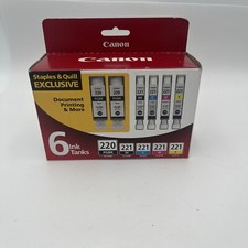 New Canon 220 & 221 6 Pack Ink Tanks Black & Color Cartridges Sealed Box- Exp picture