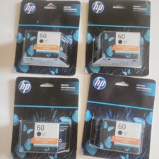 Lot Of 4 Genuine HP 60 Black Ink Cartridge Exp  Jul 2024 picture