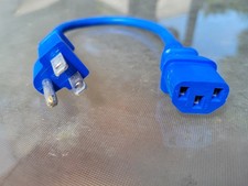 1 Foot Blue US Universal AC Power Cord C13 to C14 picture