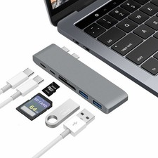 USB C Type 6 In 1 Multiport Adapter Hub, Aluminum, Portable (Grey) picture
