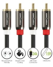 FosPower 3 6 10 15 25 FT Gold Plated RCA Male L/R Stereo Audio Cable Cord Plug picture