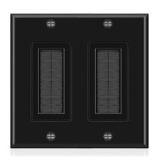 Brush Wall Plate Double 2 Gang Bristles Insert Cover Outlet Mount Panel Black picture