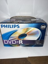 200 PHILIPS Blank white Ink Jet Hub Printable 16X DVD-R DVDR  4.7GB Media Disc picture