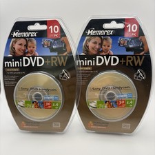 Lot of 2 Memorex Mini DVD+RW 10 Pack 1.4GB 30 Min Sealed 8cm DVD Camcorder Discs picture