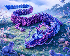 3D printed movable Laser purple dragon toy with joint mechanism 30/ 45/ 60cm picture