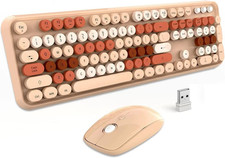 Wireless Keyboard and Mouse Combo,Retro Typewriter Keyboard with 104 Cute Colorf picture