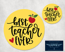 BEST TEACHER EVER CUSTOM ROUND MOUSEPAD & HARDBOARD COASTER OFFICE GIFT SET picture