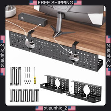 Desk Cable Management Tray 32.6 in No Drill Clamp Organizer Black picture