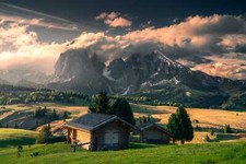 Landscape nature italy house mountains clouds field Custom Gaming Mat Desk picture