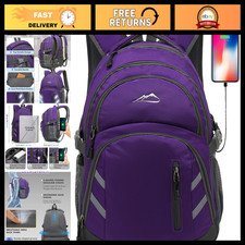 College Laptop Backpack with USB Charging Port, Anti-Theft, Fits 15.6