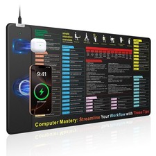 Large Excel Cheat Sheet Mouse Pad with Magnetic Wireless Charging - 31.5x15.8 in picture