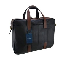 Cole Haan Buchannon Mens Designer Genuine Brown Leather Black Business Briefcase picture