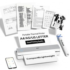 PRT Portable Thermal Printer, White, Printer+10Sheets picture