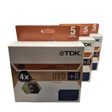 Lot of 3 TDK DVD+R Sealed 5 Pack Recordable DVD Single Sided 4.7 GB 120 Min. picture