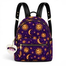 VTG Inspired 90’s Celestial Sun Moon PU LEATHER Backpack Whimsigoth decor Y2K picture