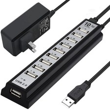 Powered USB Hub 2.0, VIENON 10-Port Extender 10-Port, Black  picture