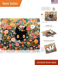 Stylish 12 x 10 in Marble and Floral Mouse Pad for Gaming - Non-Slip Rubber Base picture
