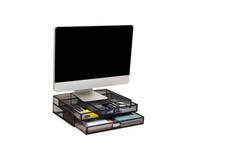 Mind Reader Metal Desk Monitor Stand Riser with2 Drawers picture