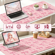Pink Desk Mat, Large Mouse Pad Pink Bow Keyboard Mat Computer Pad, Cute Girly... picture