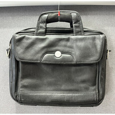 Dell Deluxe Leather Laptop Computer Carry-on Bag Black Briefcase picture