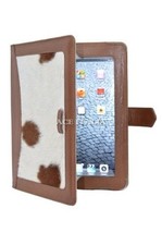 iPAD 2 3 & 4 Tan Cow Skin Fur Luxury Real Genuine Leather Cover Case Stand picture
