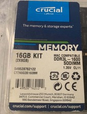 Crucial 16GB Kit 2x 8GB DDR3L 1600 Sodimm CT2K8G3S16BM Memory Mac Notebook picture