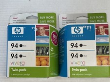 2 Boxes HP 94 C8765WNBlack OEMInk Cartridge 2-Pack SEALED Exp 2008 picture