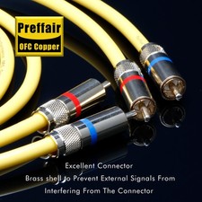 Pair HIFi Audio RCA Cable Male Plug Signal Extension Wire Connector Cord Adapter picture