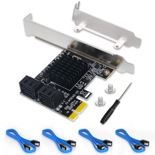 PCIe SATA Card 4 Port Expansion, 6Gbps SATA 3.0 Controller Adapter with 4 Cab... picture